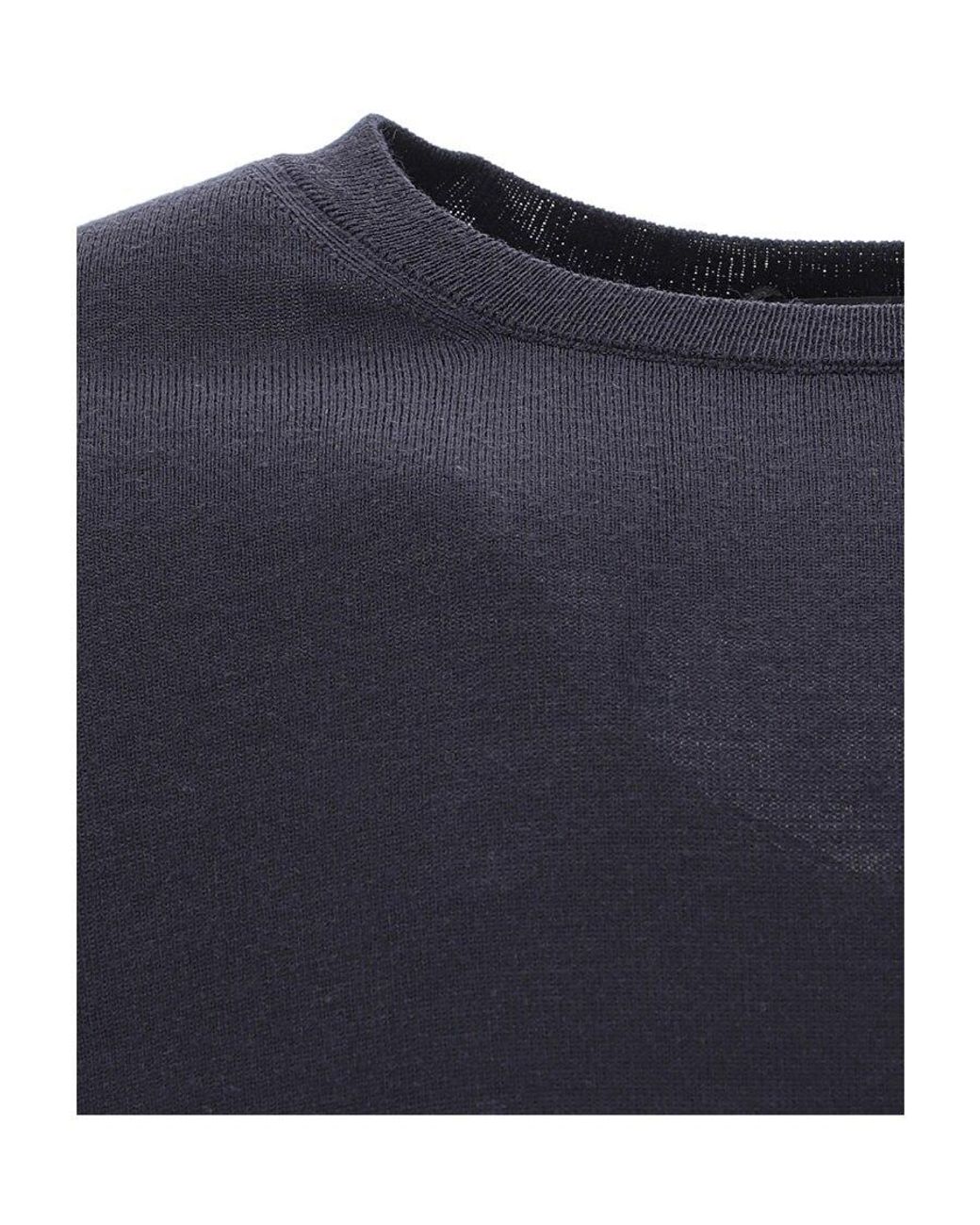 Drumohr Blue Crew Neck Knit Sweater for men