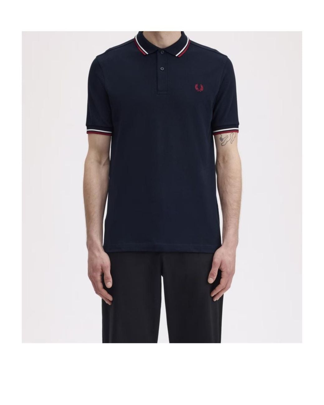 Fred Perry Black Short Sleeve Twin Tipped Polo Shirt for men