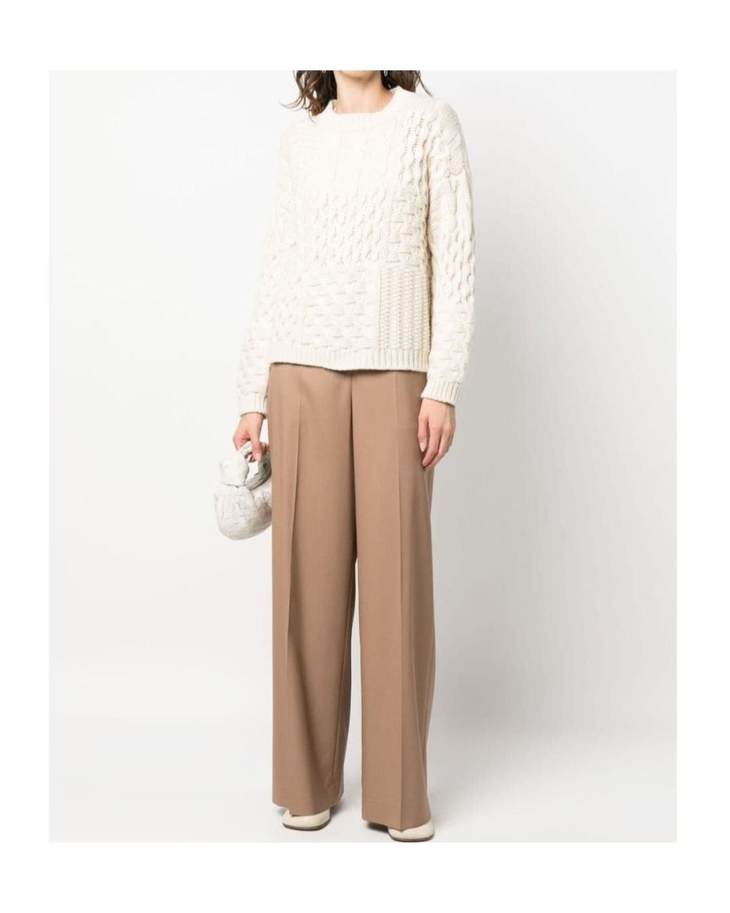 Fabiana Filippi Natural Wide-Leg Pleat Detailed Trousers