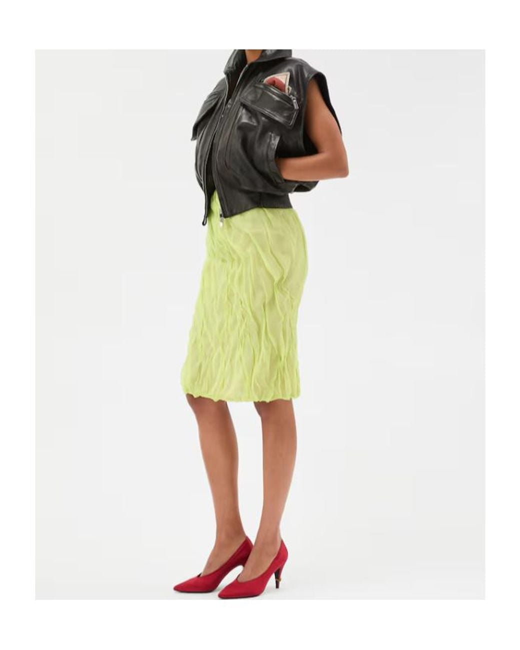 Versace Green Draped Pencil Skirt