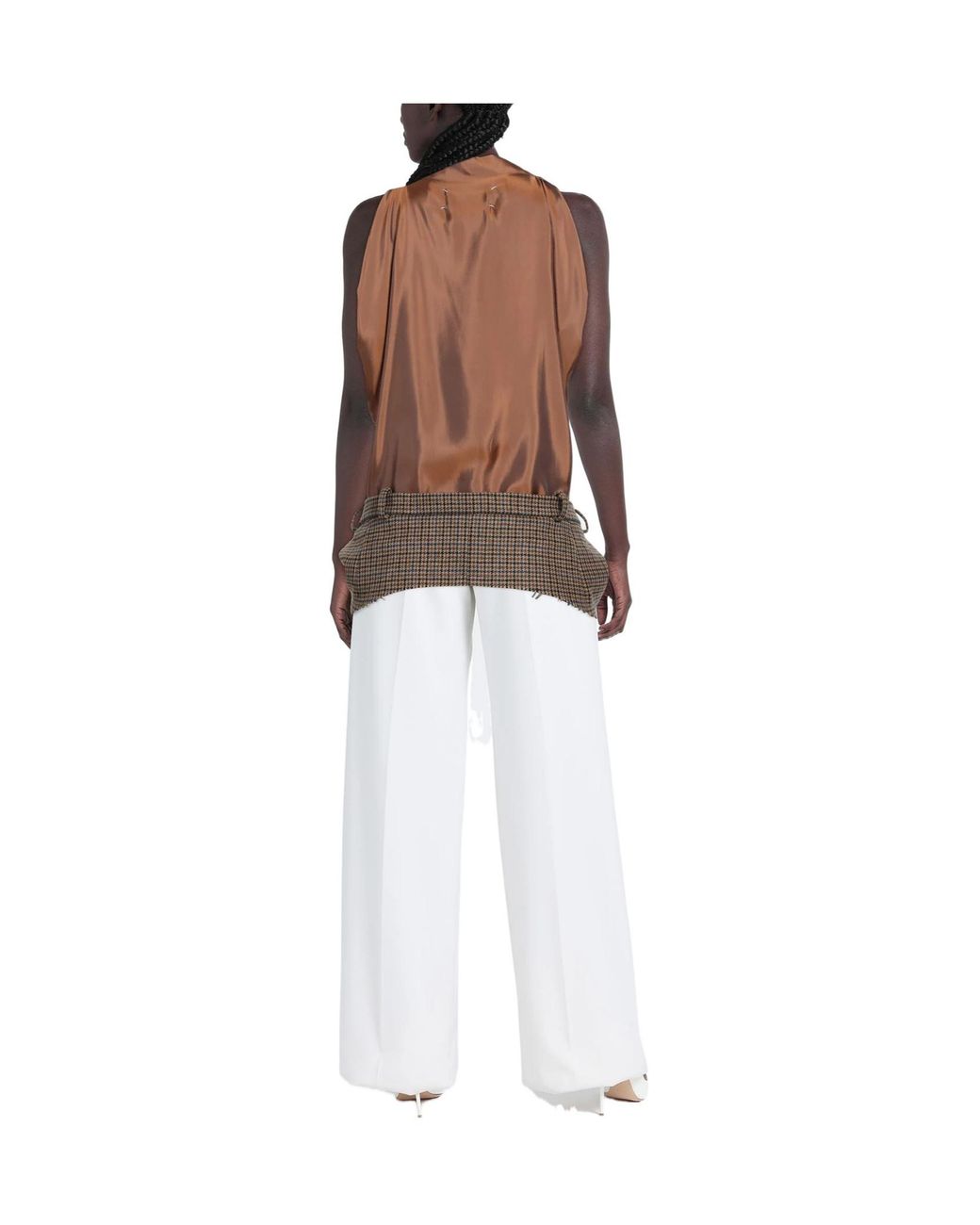 Maison Margiela Brown Sleeveless Square-Neck Top