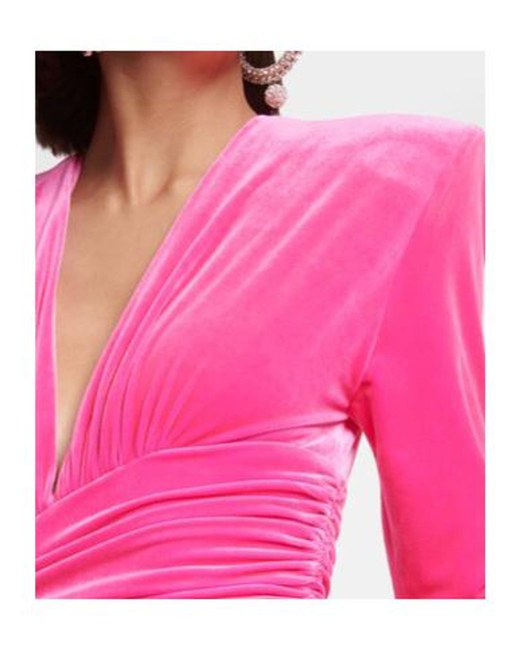 Alexandre Vauthier Pink Velvet Draped Midi Dress