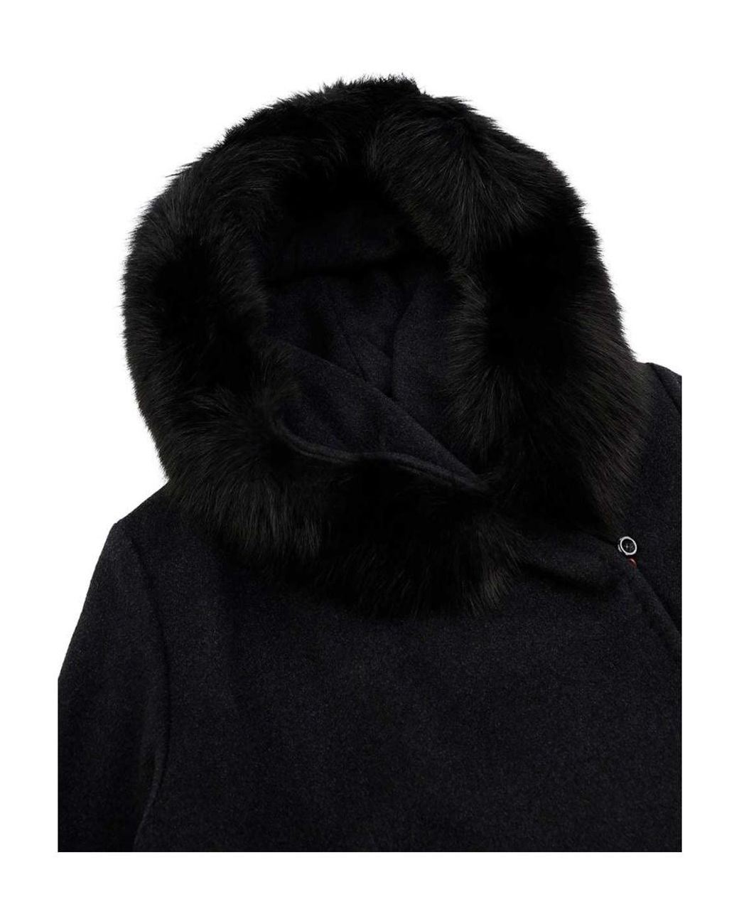 Max Mara Black Hooded Long-Sleeved Coat