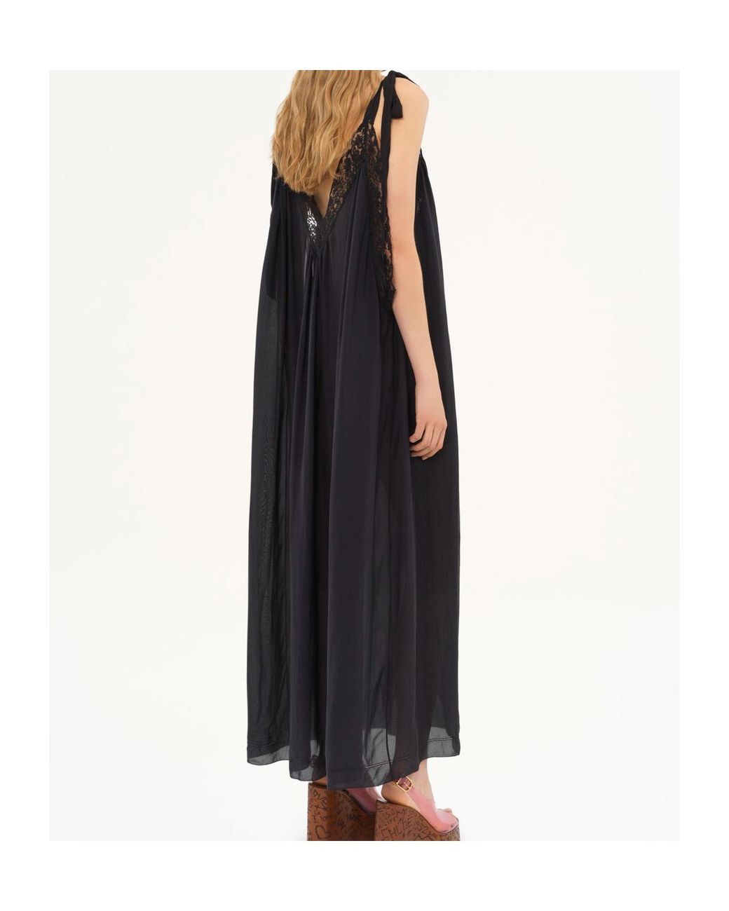 Chloé Black Silk And Lace Long Dress