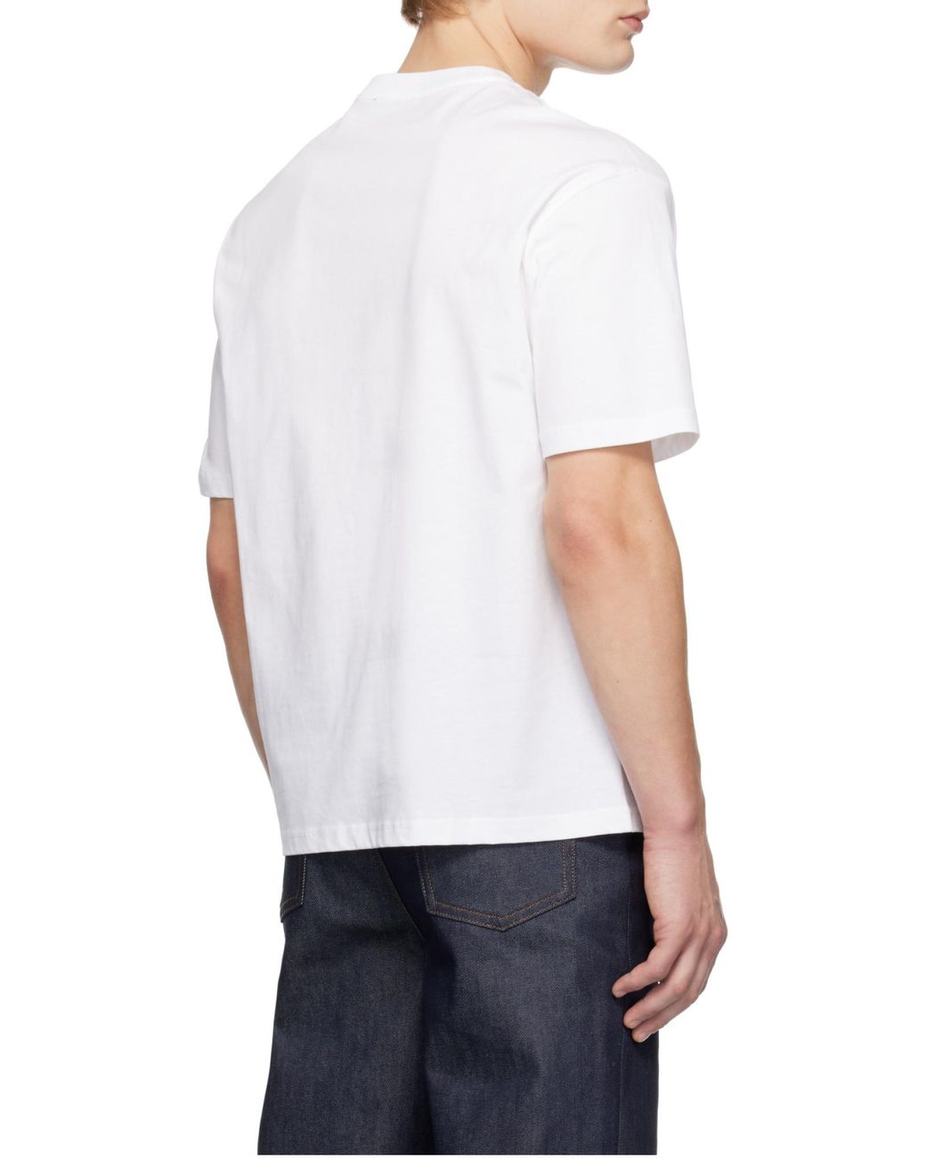 A.P.C. White Logo Detailed Crewneck T-Shirt for men