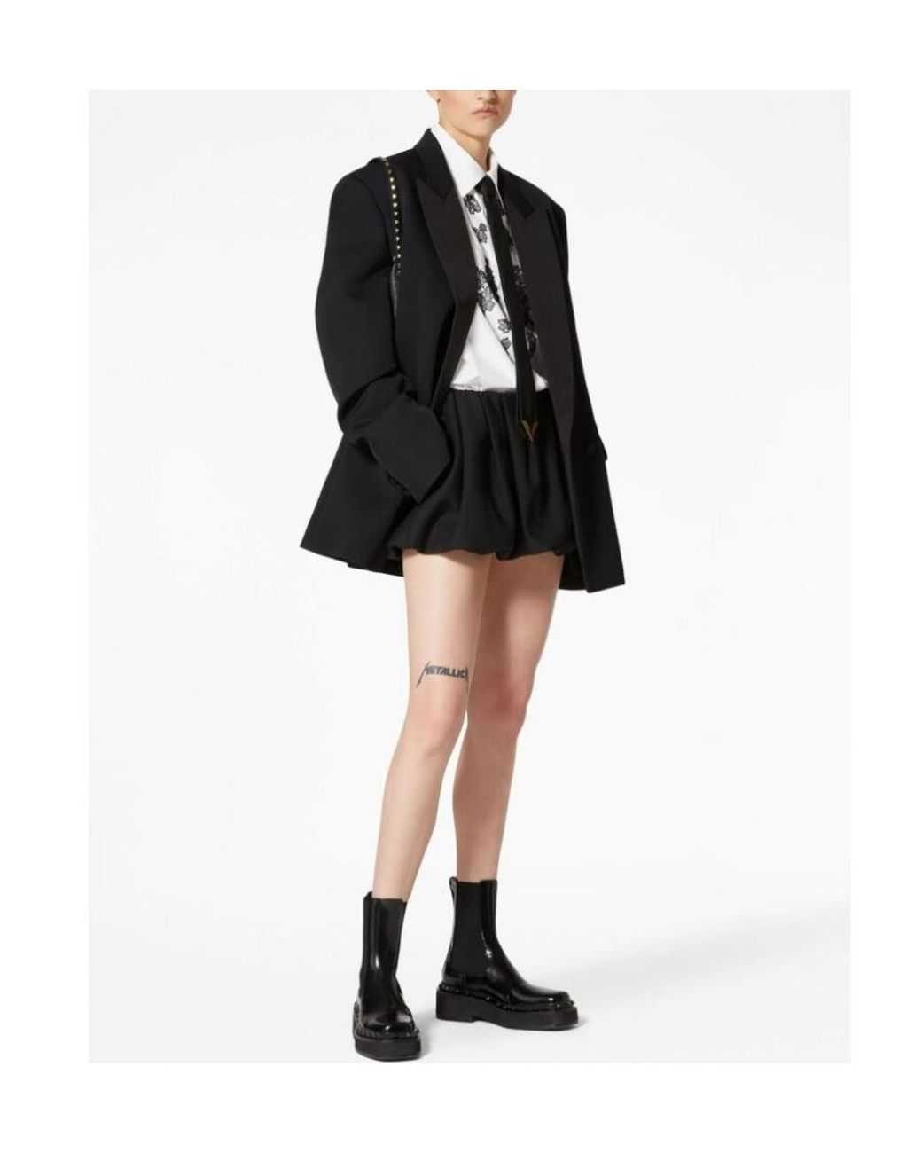 Valentino Black Crepe Couture High Waist Mini Skirt