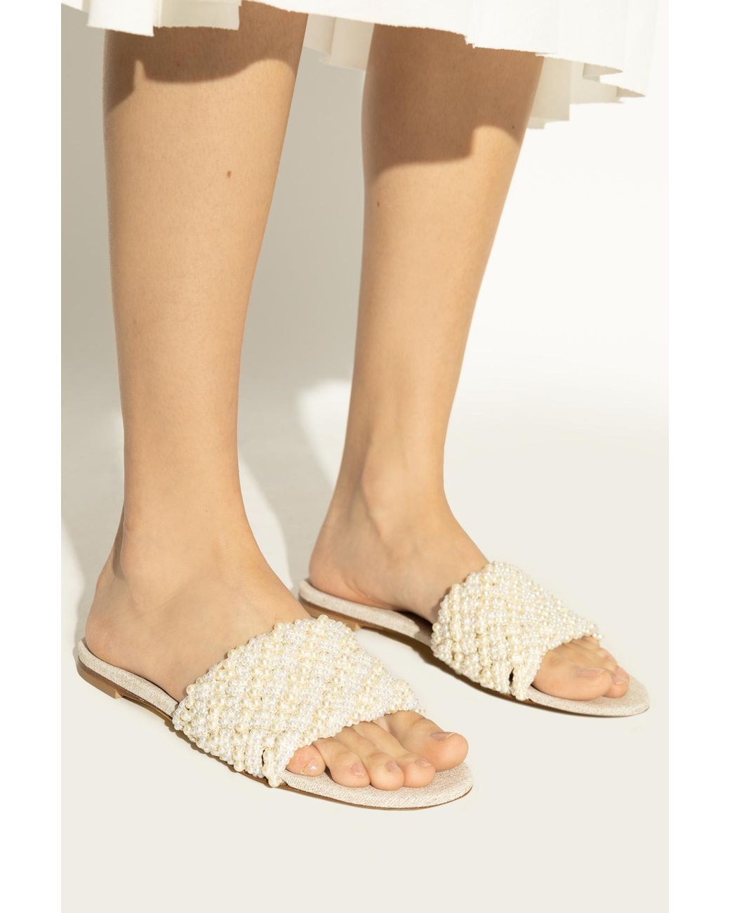 Casadei White Pearlsway Flat Shoes