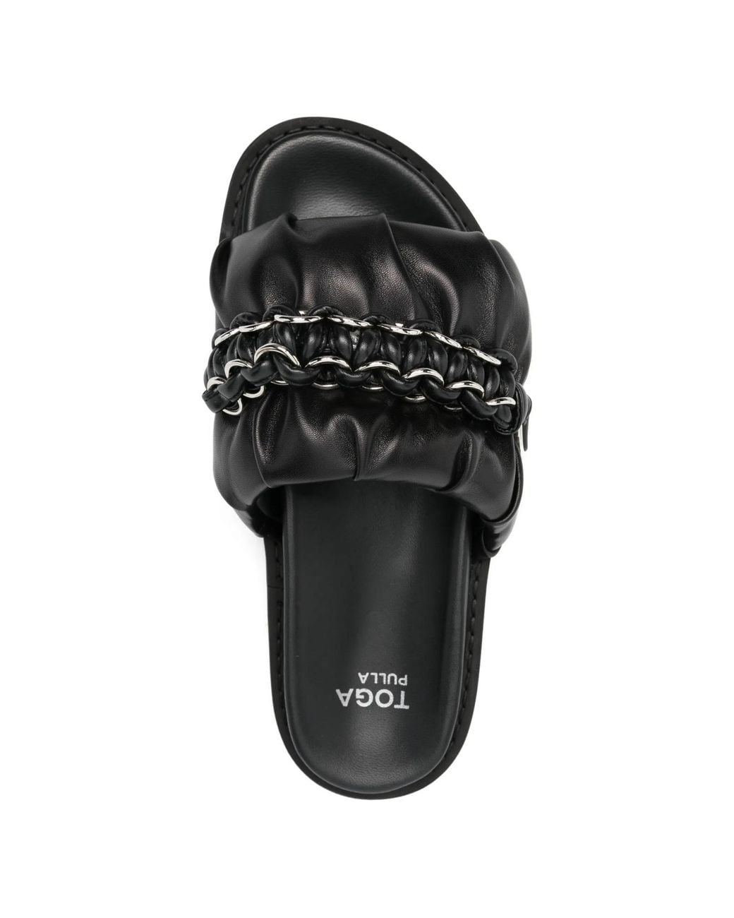 Toga Black Chain-Detail Flat Sandals
