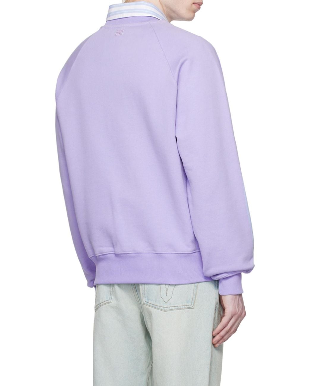 AMI Purple Ami De C Ur Round Neck Sweater for men