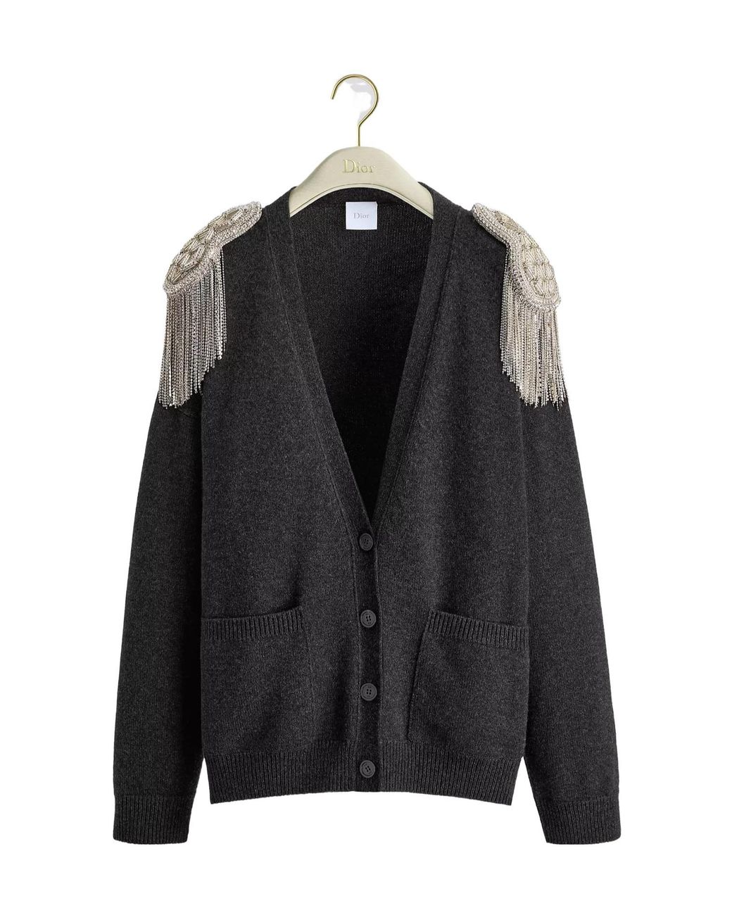 Dior Black Oversized Cardigan With Embroidered Epaulets