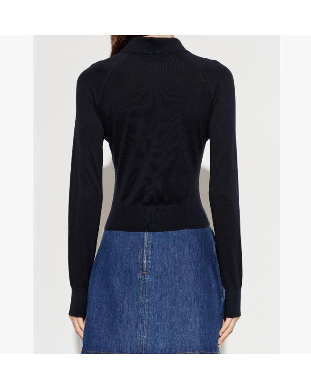 Givenchy Blue Fitted Long-Sleeve Polo Top