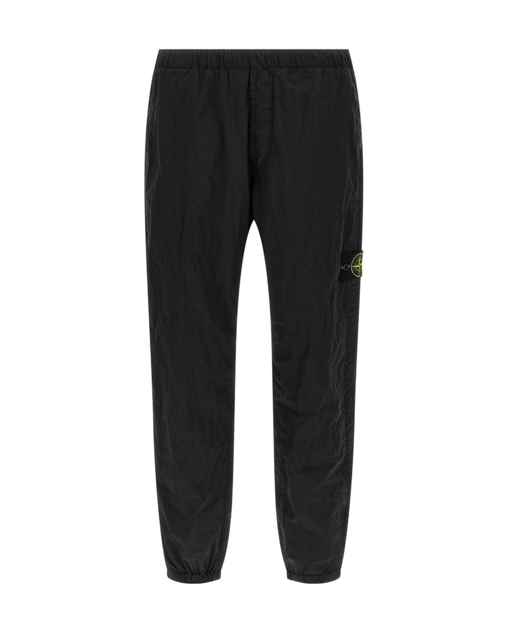 Stone Island Black Logo-Patch Elasticated Waistband Trousers for men