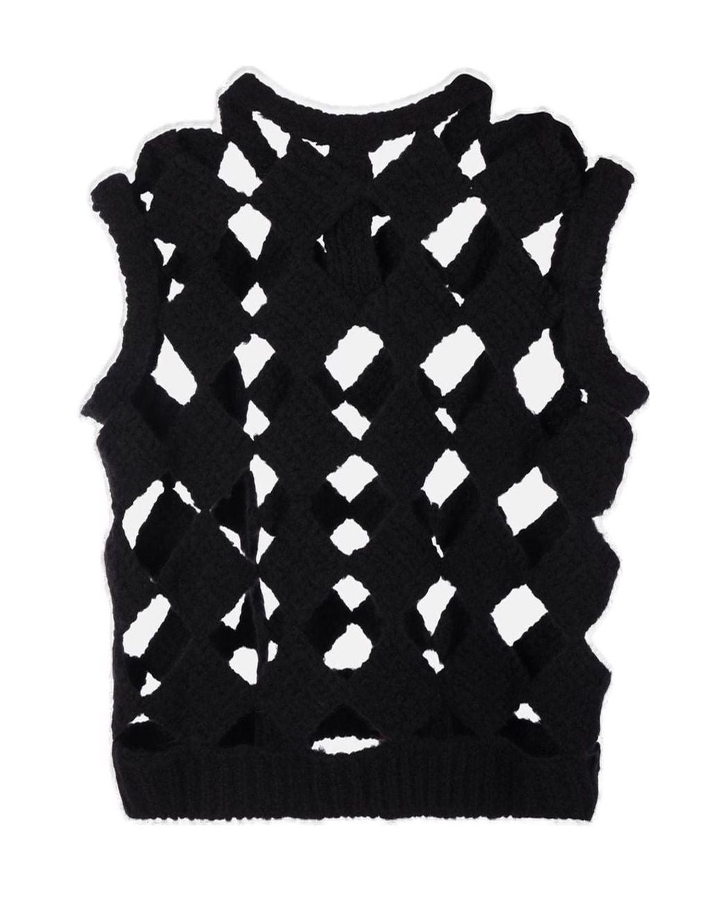 Rick Owens Black Sarutanya Cut-Out Knitted Vest for men