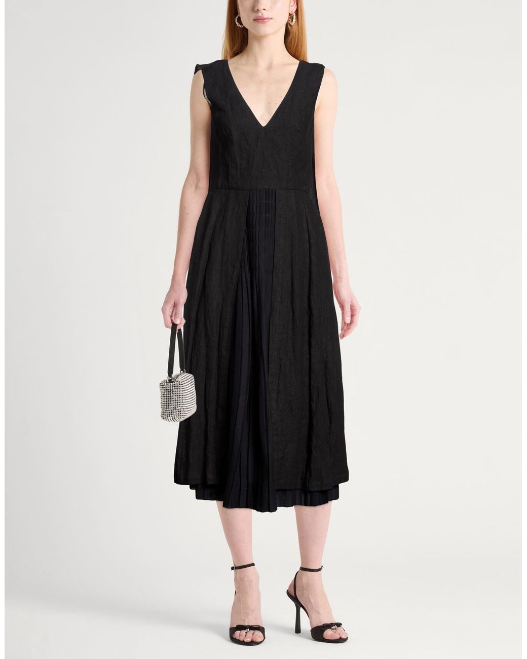 Marni Black Midi Dress Cotton, Silk, Linen