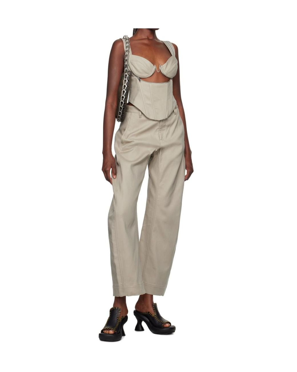 Dion Lee Natural Panelled Zipped Bustier Top