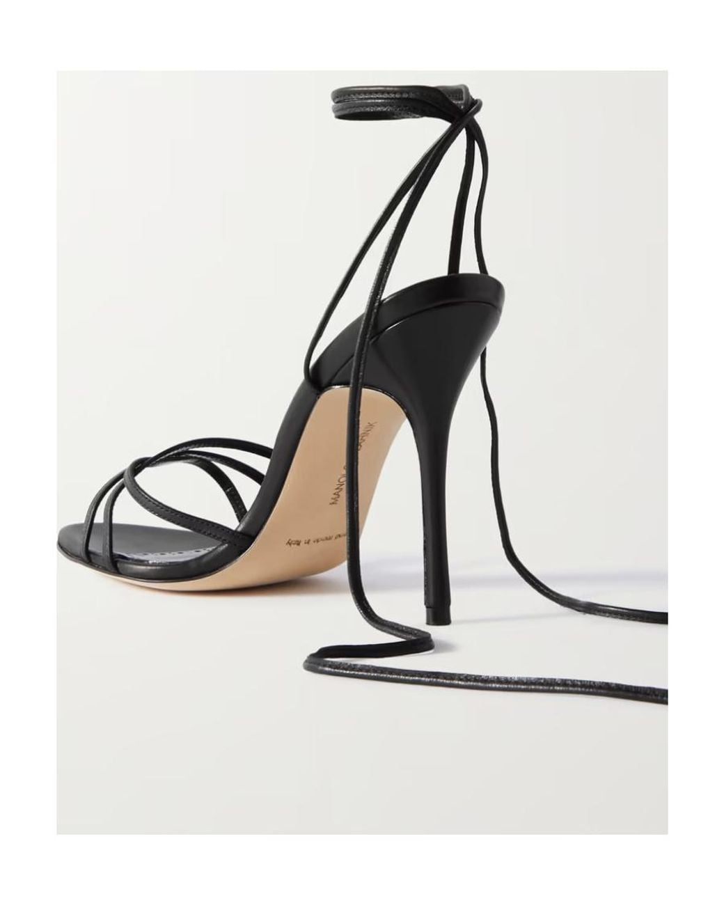 Manolo Blahnik White Leva 105 Lace-Up High Heel Sandals