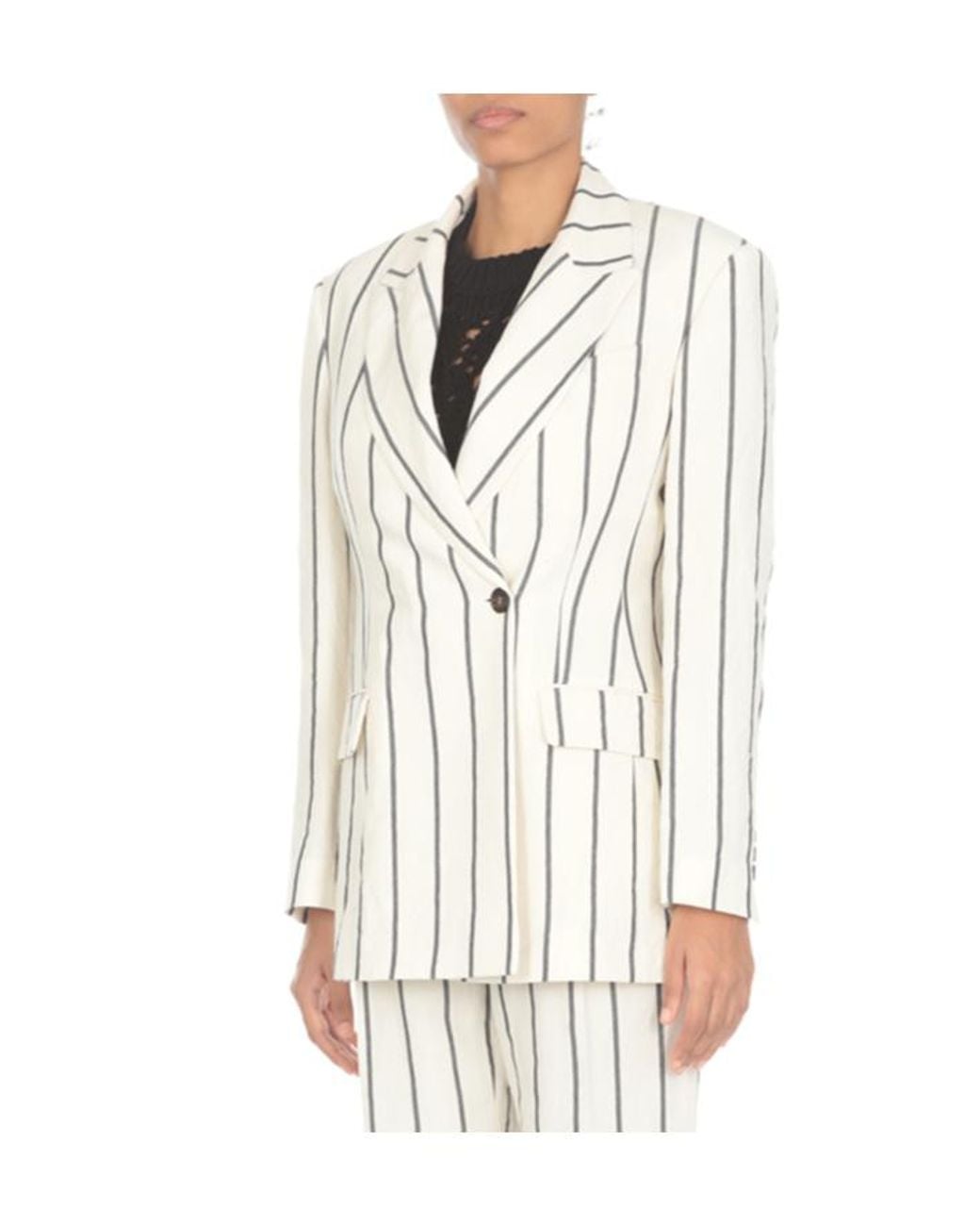Brunello Cucinelli White Striped Tailored Blazer
