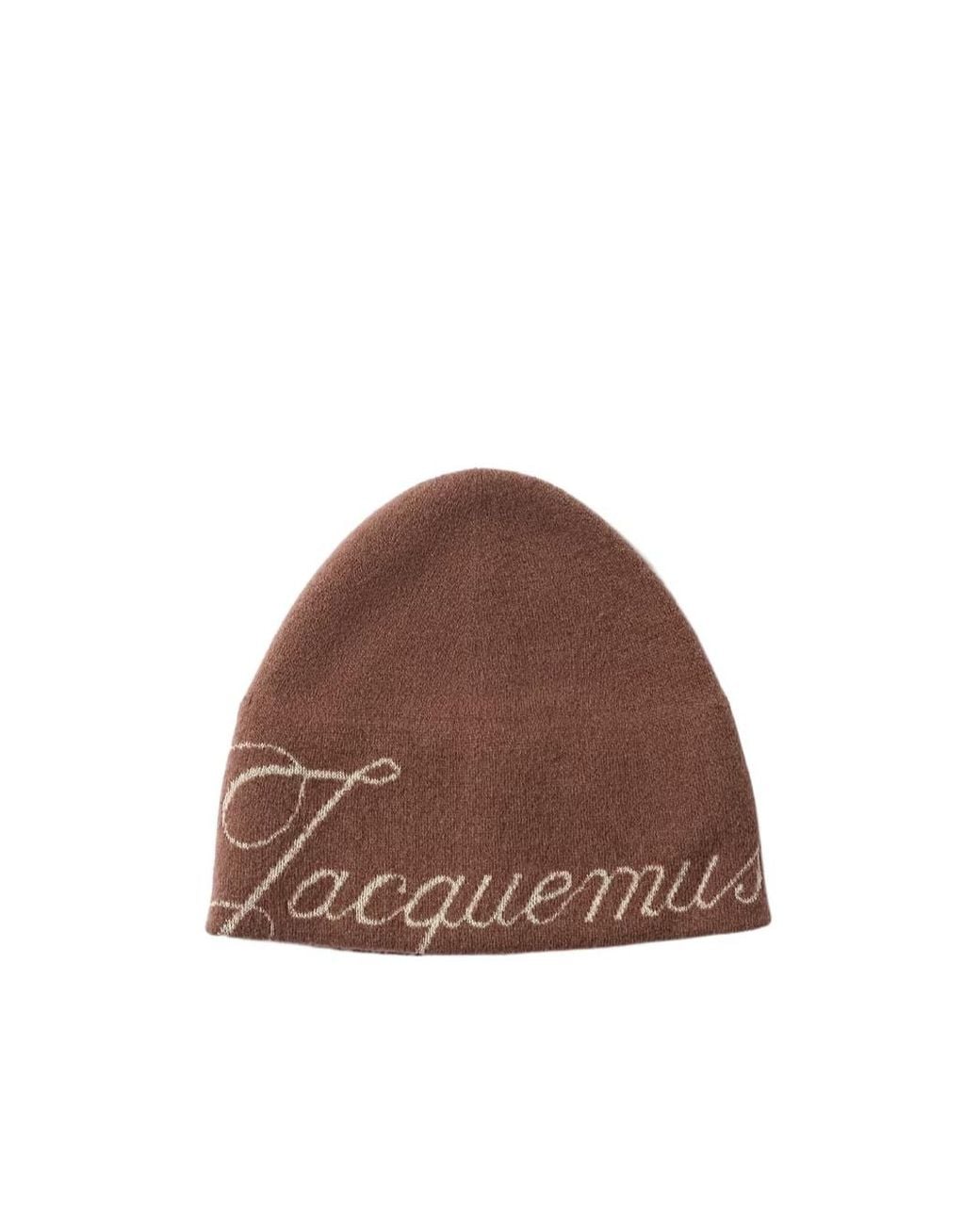 Jacquemus Brown Logo Beanie Hat for men