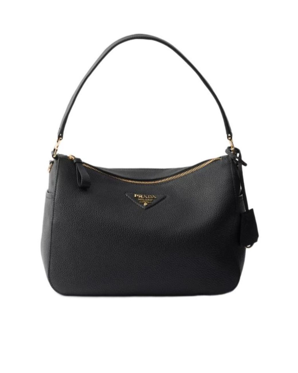 Prada Black Zip-Up Medium Shoulder Bag