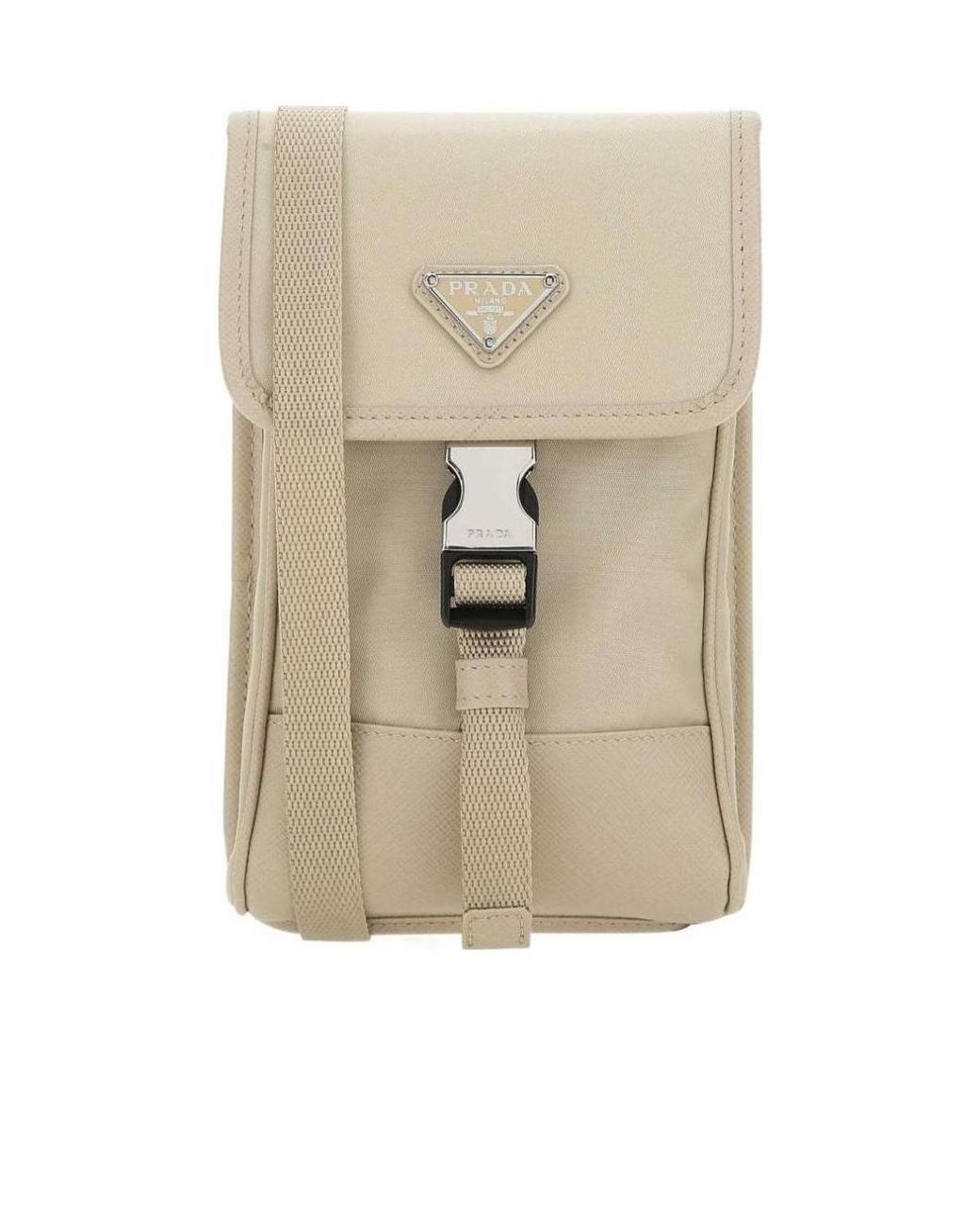 Prada Natural Logo-Plaque Crossbody Bag for men