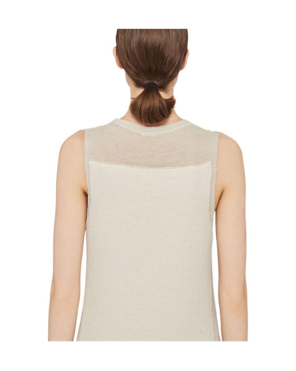 Jil Sander White Semi-Sheer Knitted Sleeveless Long Dress