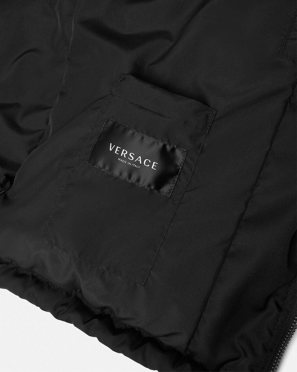 Versace Black Hooded Zip-Up Puffer Jacket for men