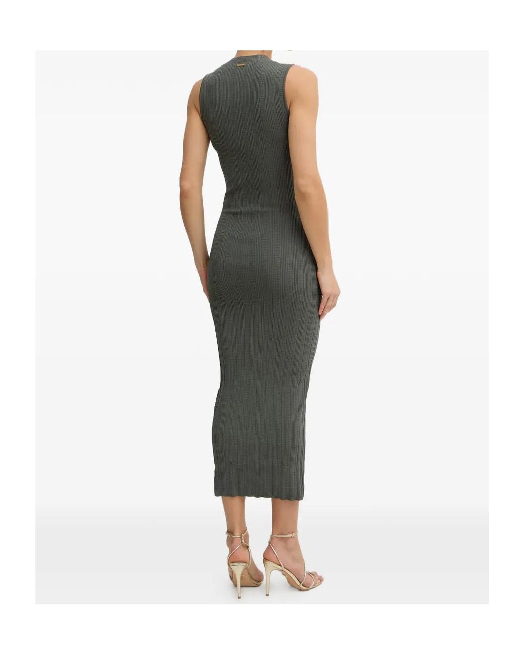 Twinset Green Ribbed-Knit Sleeveless Dress
