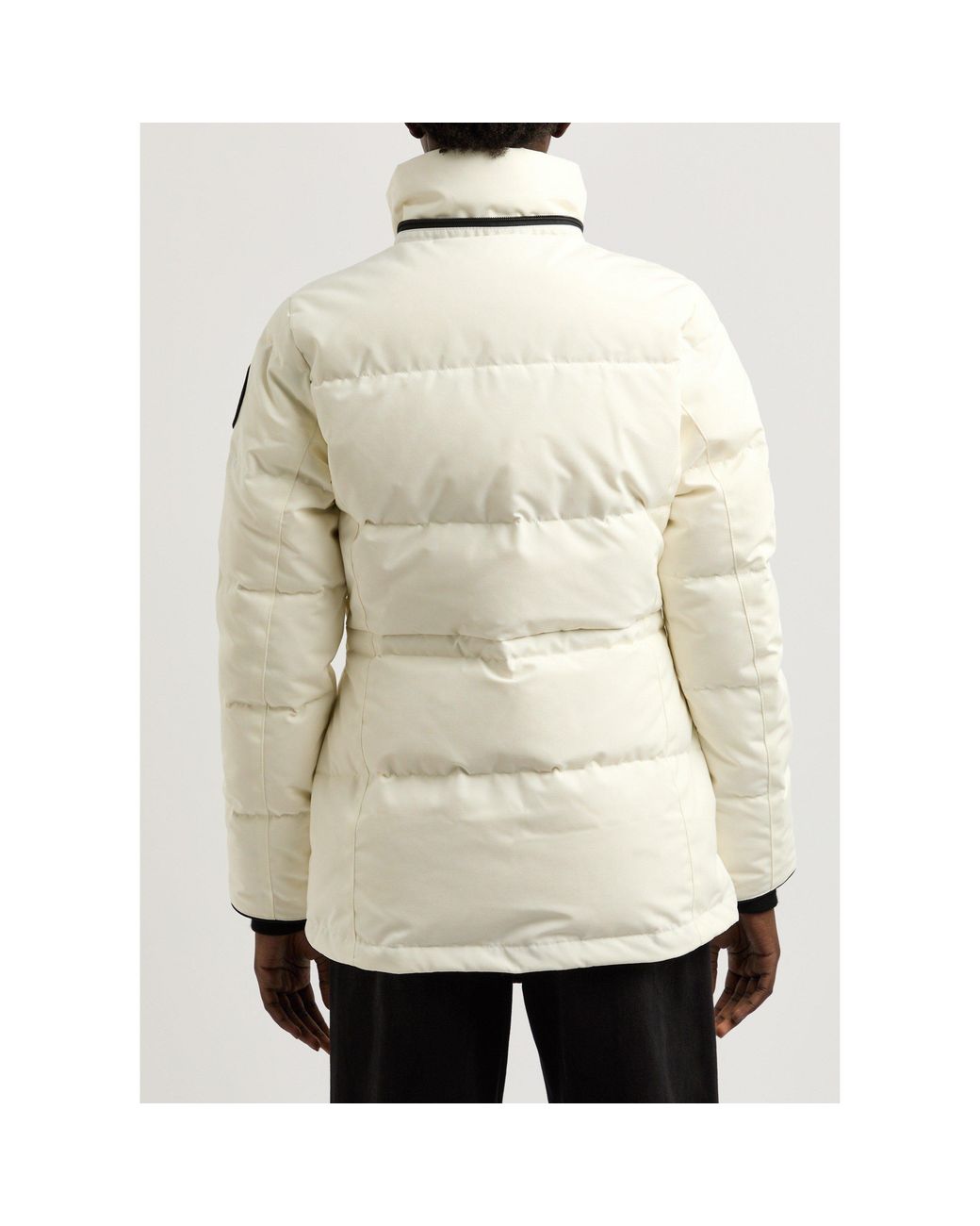 Canada Goose White Hooded, Waist-Cinched Down Jacket