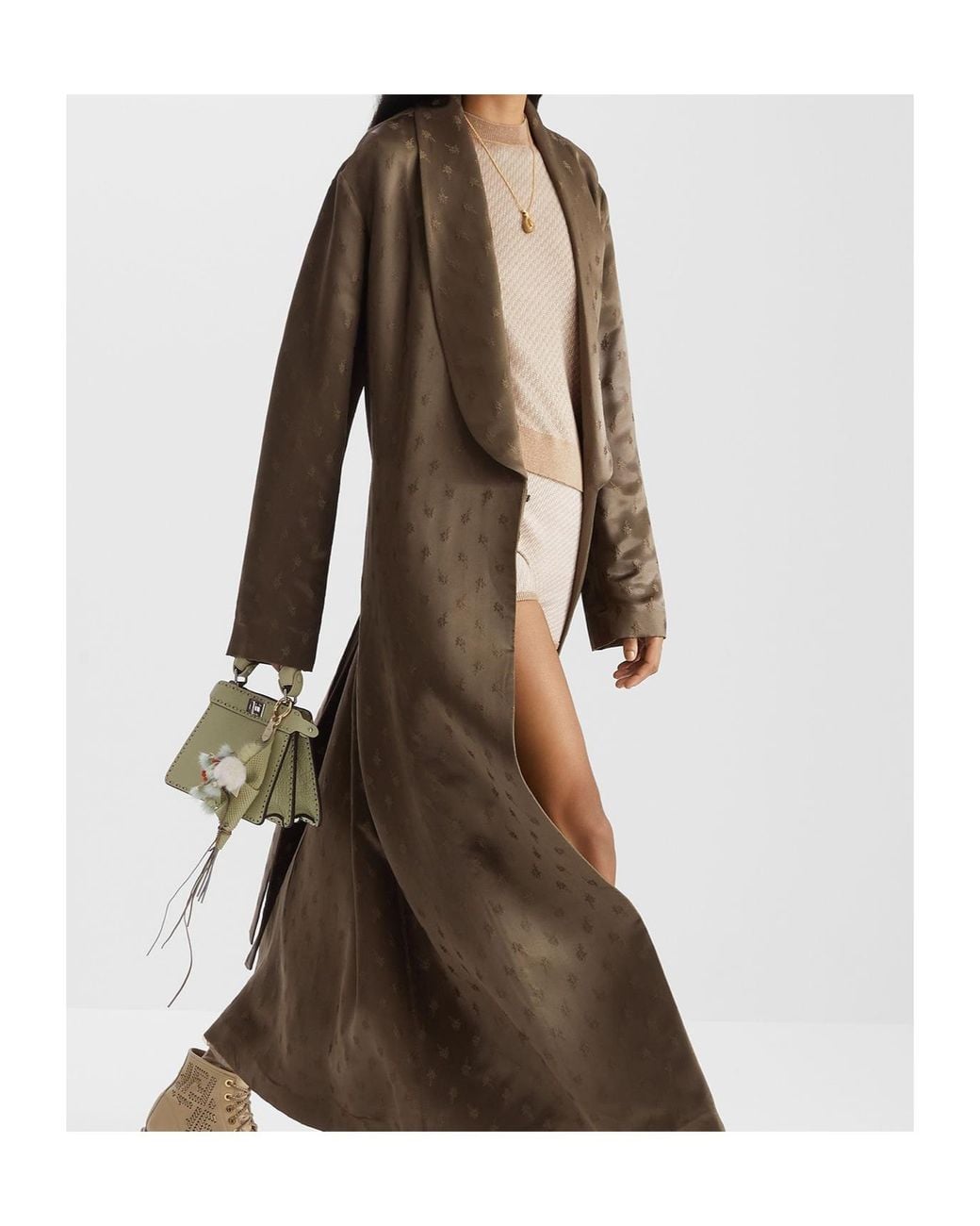 Fendi Metallic Sage Selleria Bag With 306 Hand-Sewn Topstitches