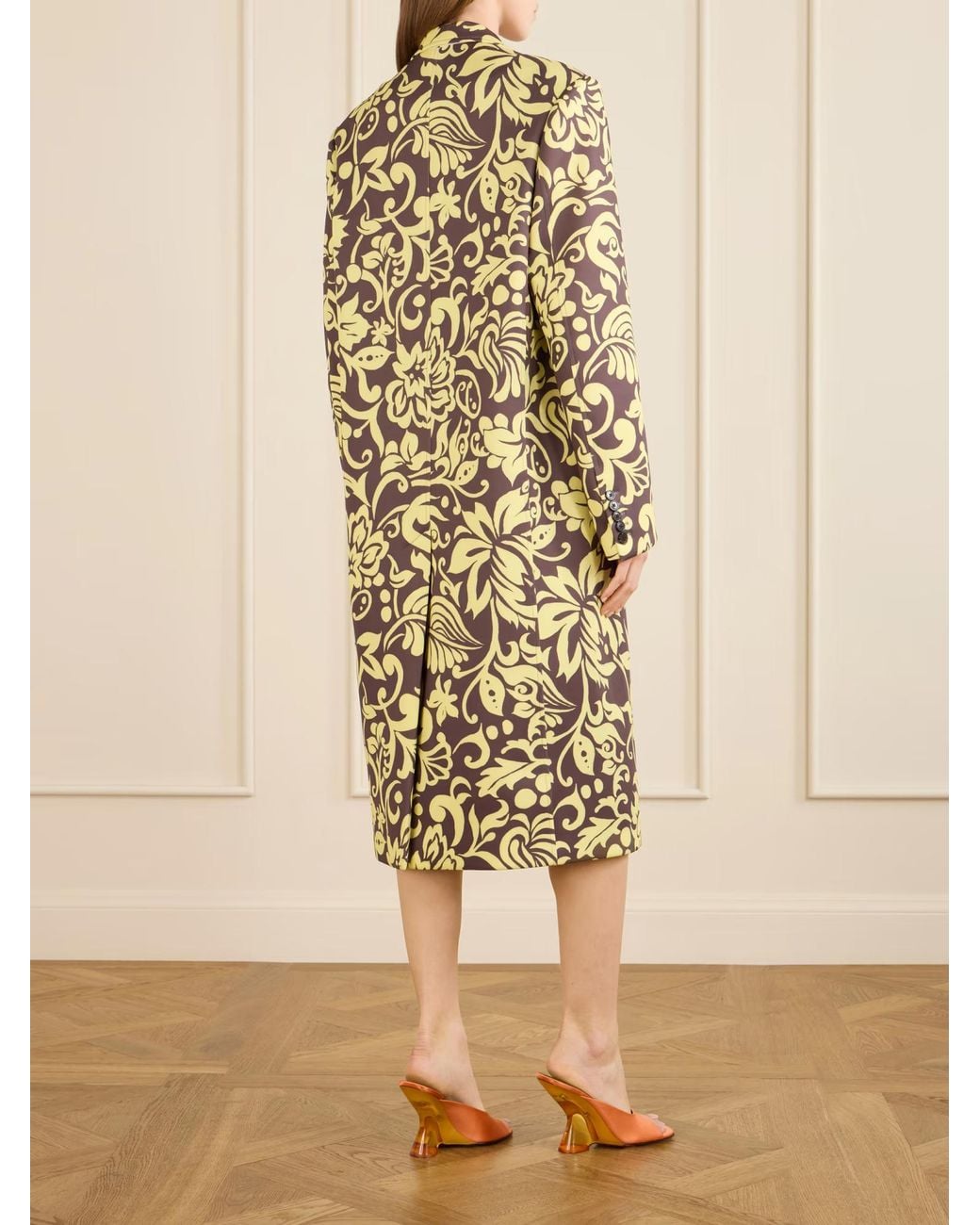 Dries Van Noten White Rosea Oversized Double-Breasted Jacquard Coat