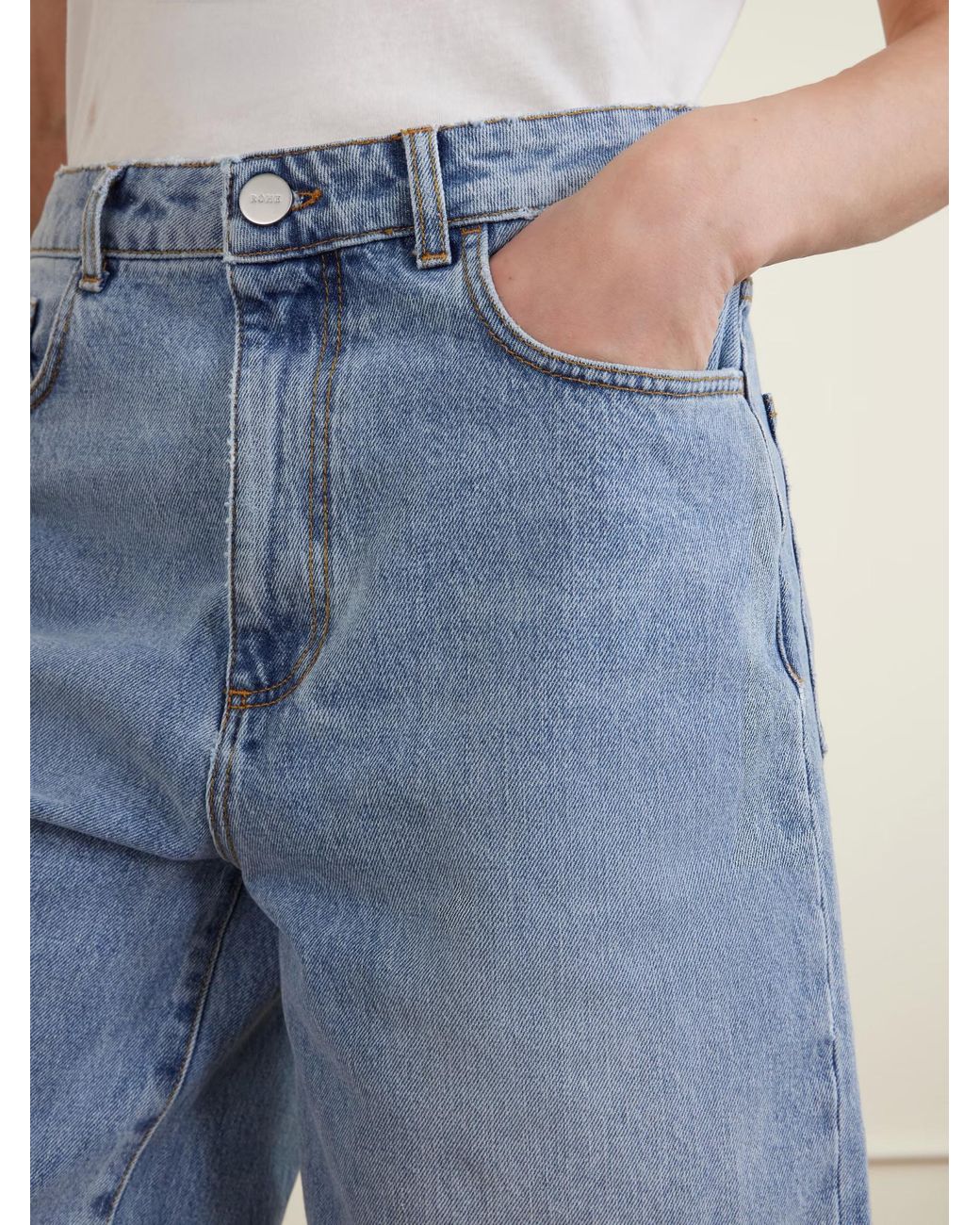 Rohe Blue Denim Shorts With Belt Loops