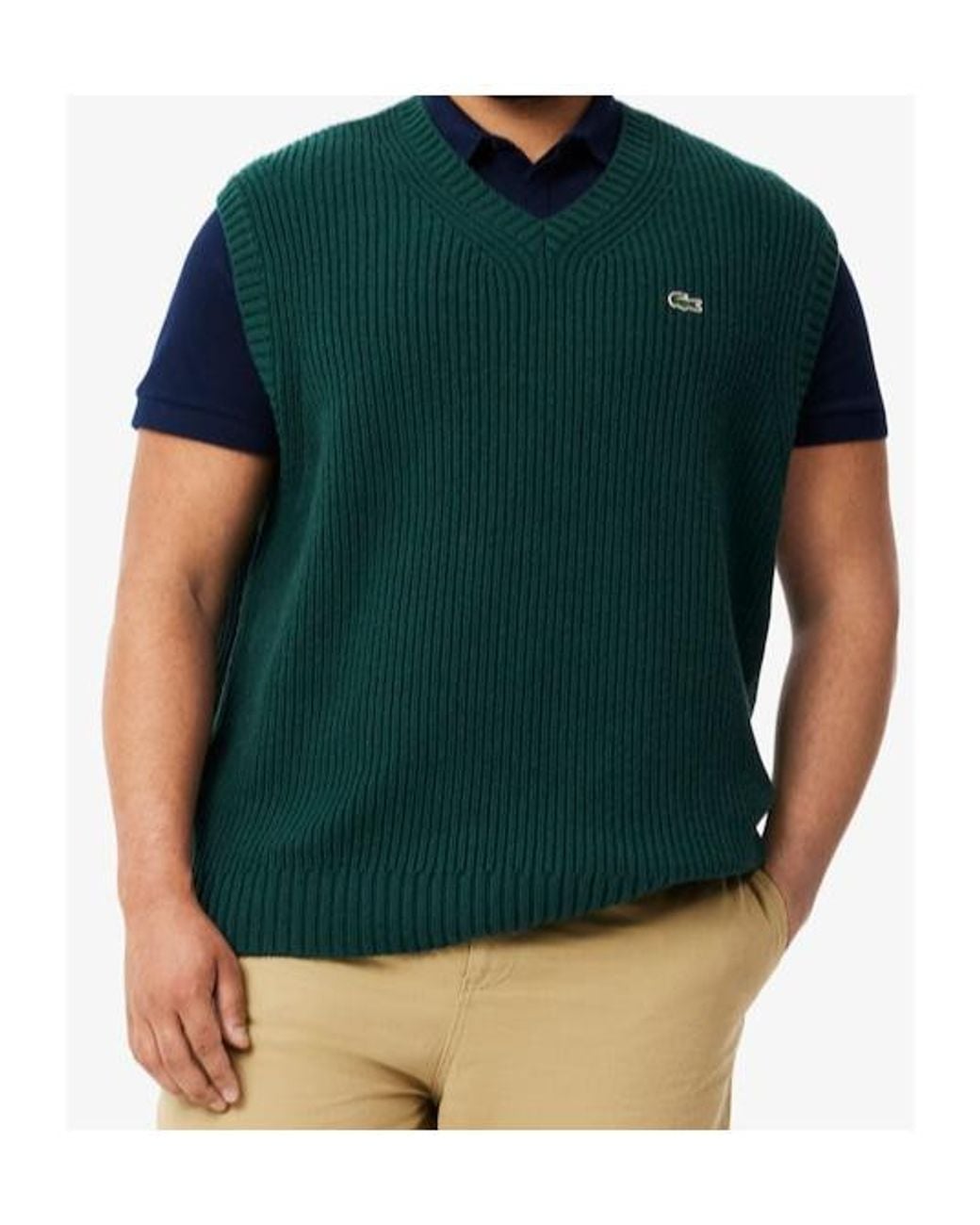 Lacoste Green Sleeveless Wool Vest for men
