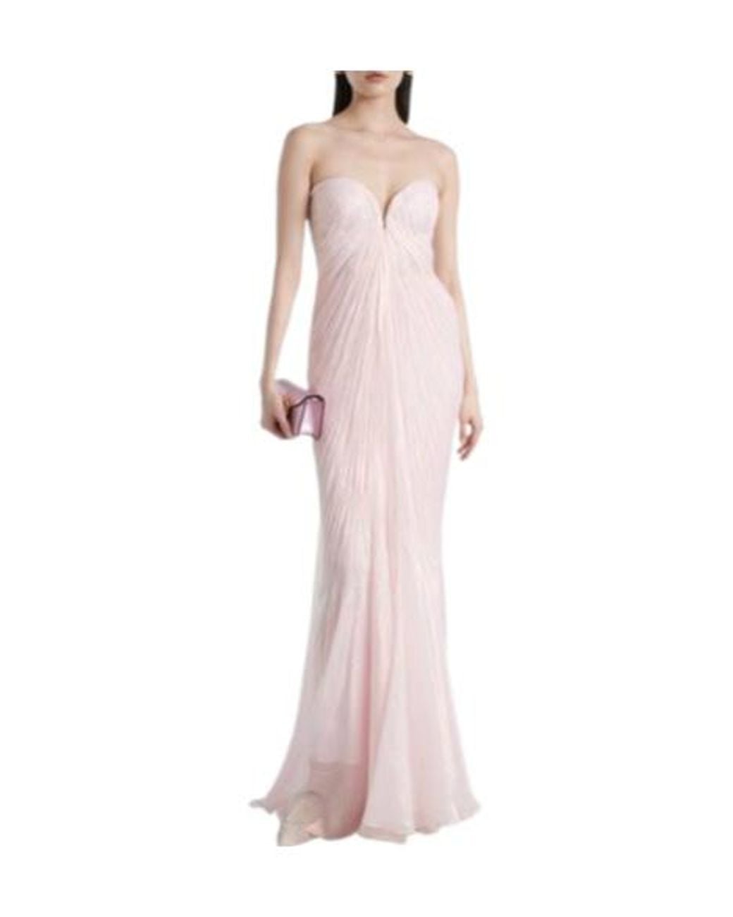 Maria Lucia Hohan Pink Pleated Silk-Blend Chiffon Gown