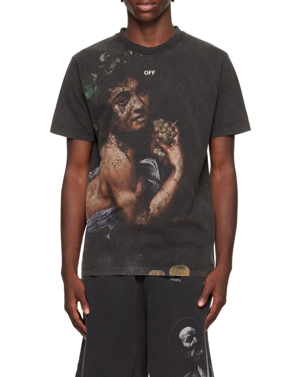 Off-White c/o Virgil Abloh Black Graphic Printed Crewneck T-Shirt for men