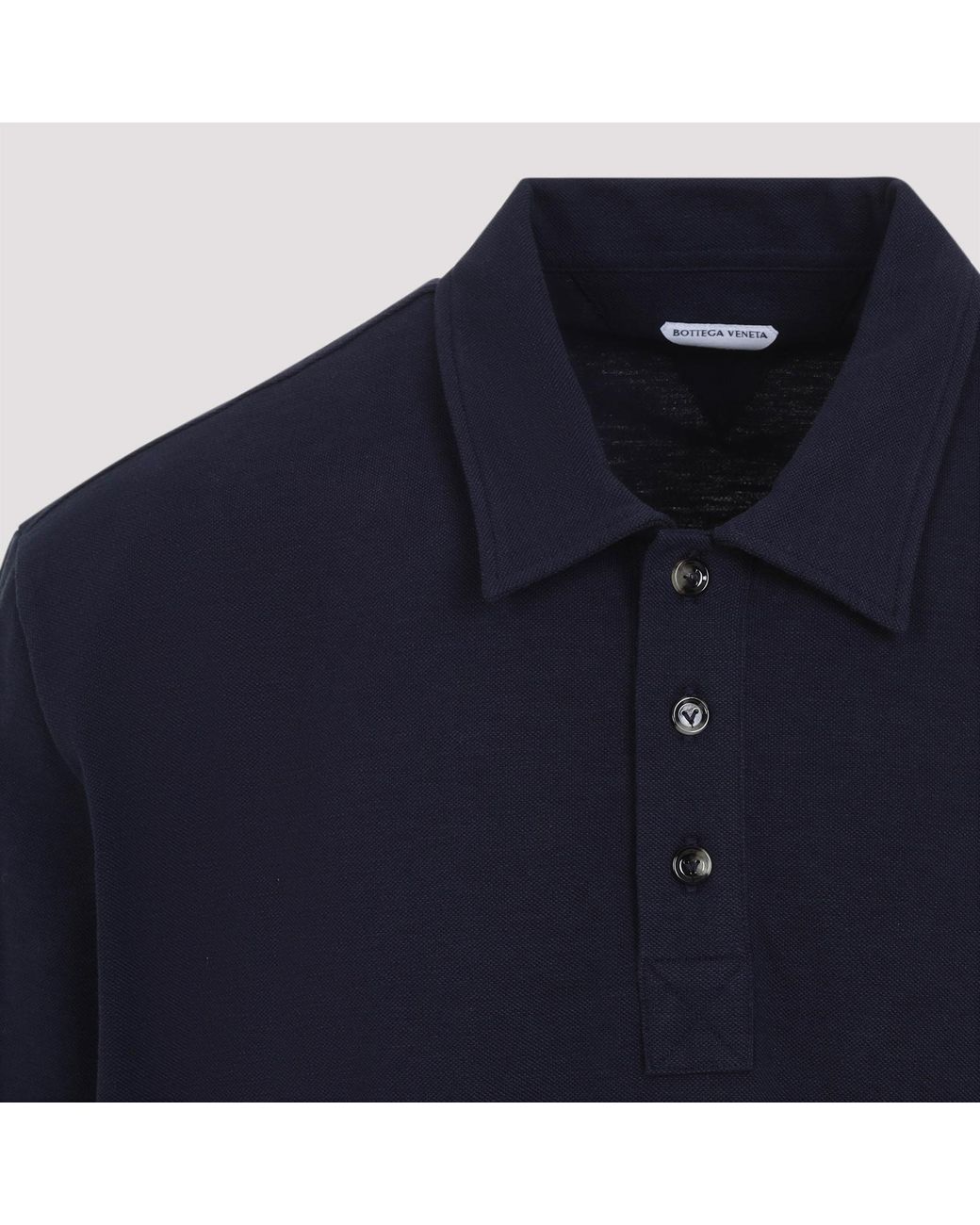 Bottega Veneta Blue Logo Embroidered Short-Sleeved Polo Shirt for men
