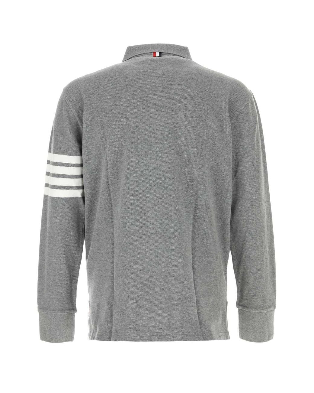 Thom Browne Gray 4-Bar Long-Sleeve Polo Shirt for men