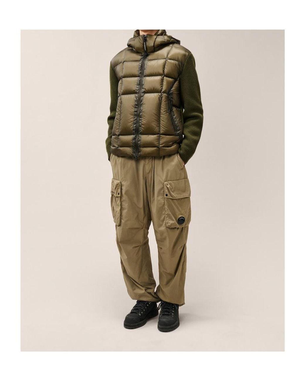 C P Company Green Panelled Down Jacket for men