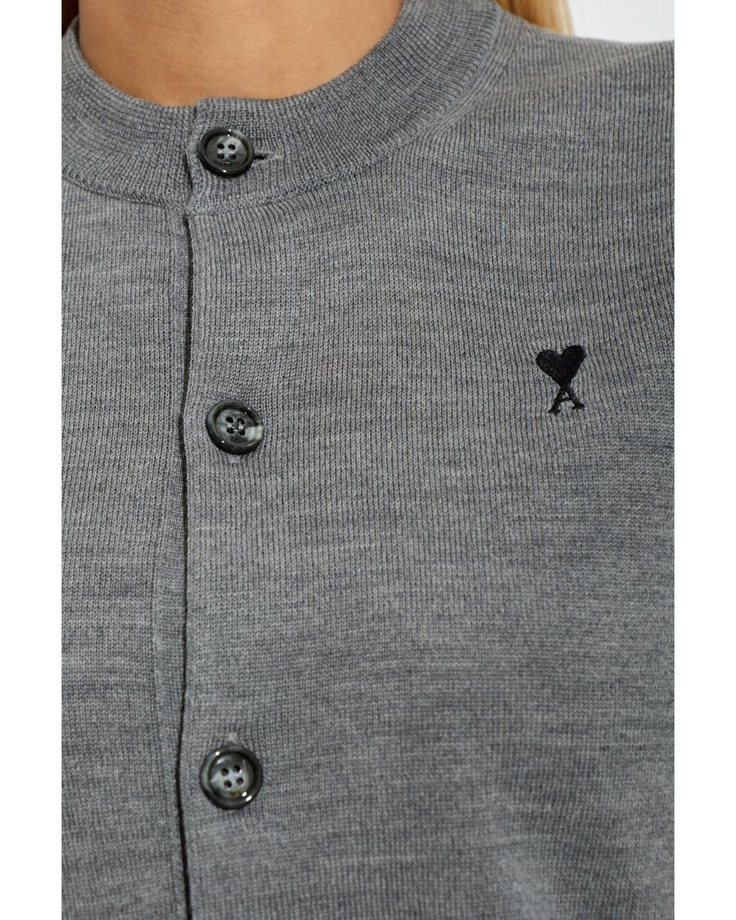 AMI Gray Ami Ami De Coeur Short-Sleeved Cardigan