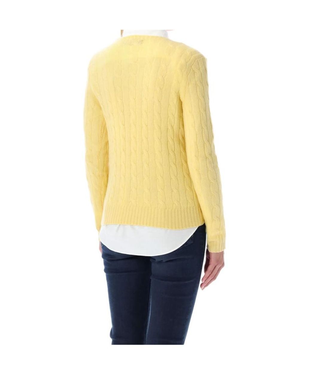 Polo Ralph Lauren Yellow Julianna Polo Pony Cable Knit Jumper