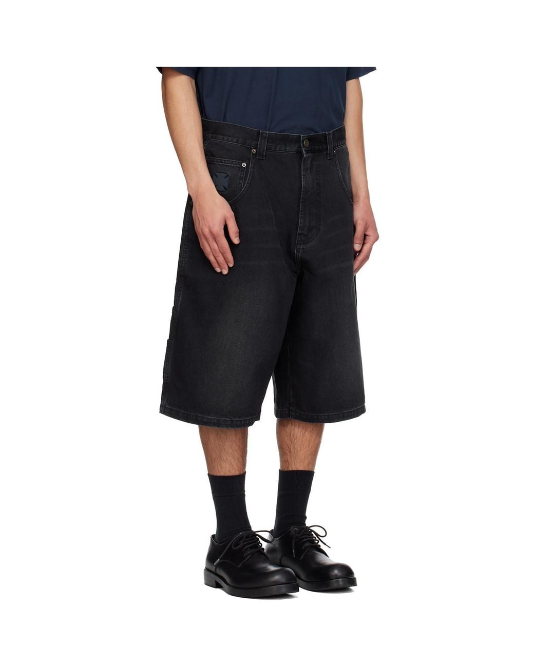 Vetements Black Faded Buttoned Denim Shorts for men