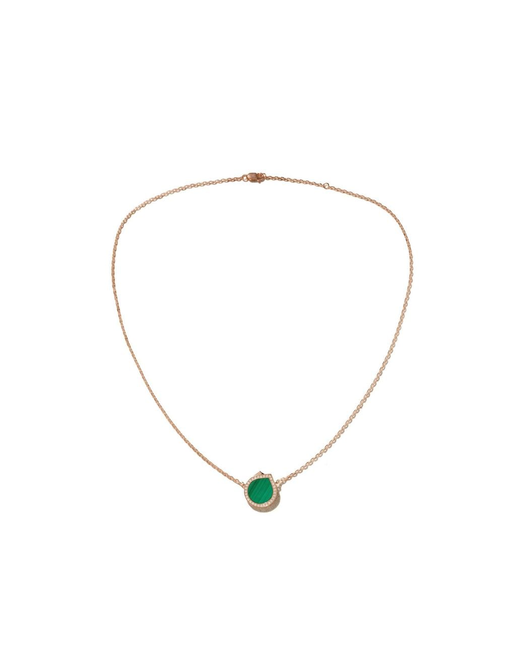 Repossi Metallic 18-Karat Rose, Malachite And Diamond Necklace