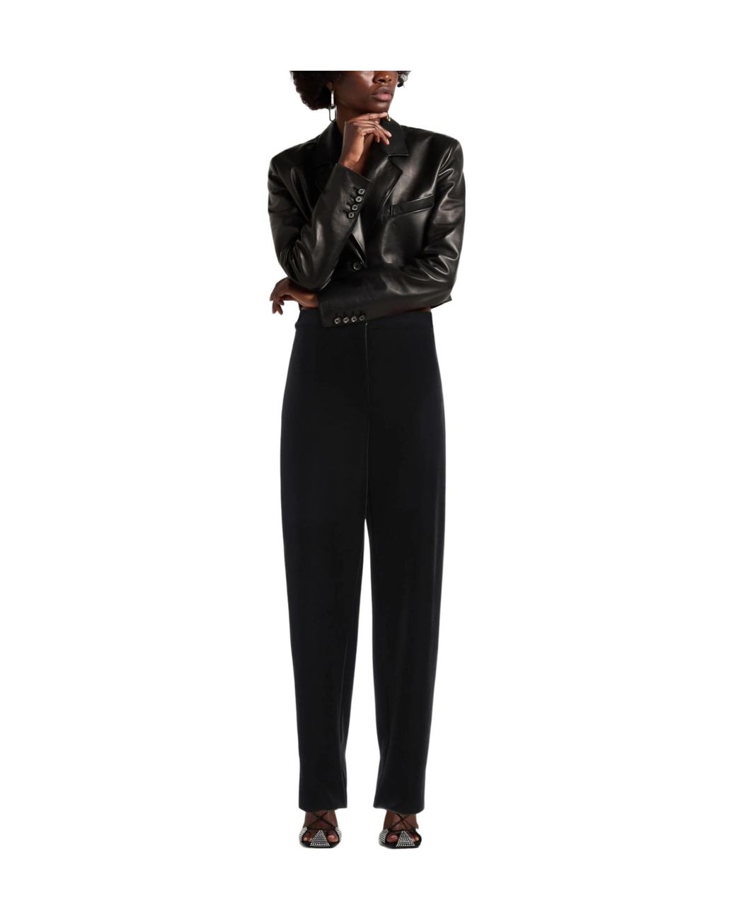 Sportmax Black Straight-Leg Trousers