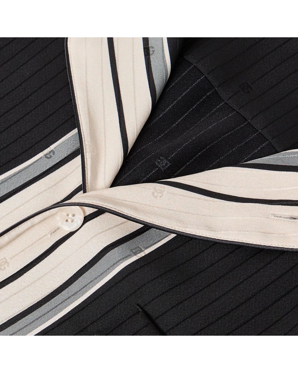 Dolce & Gabbana Black Vertical Striped Short Sleeve Shirt for men