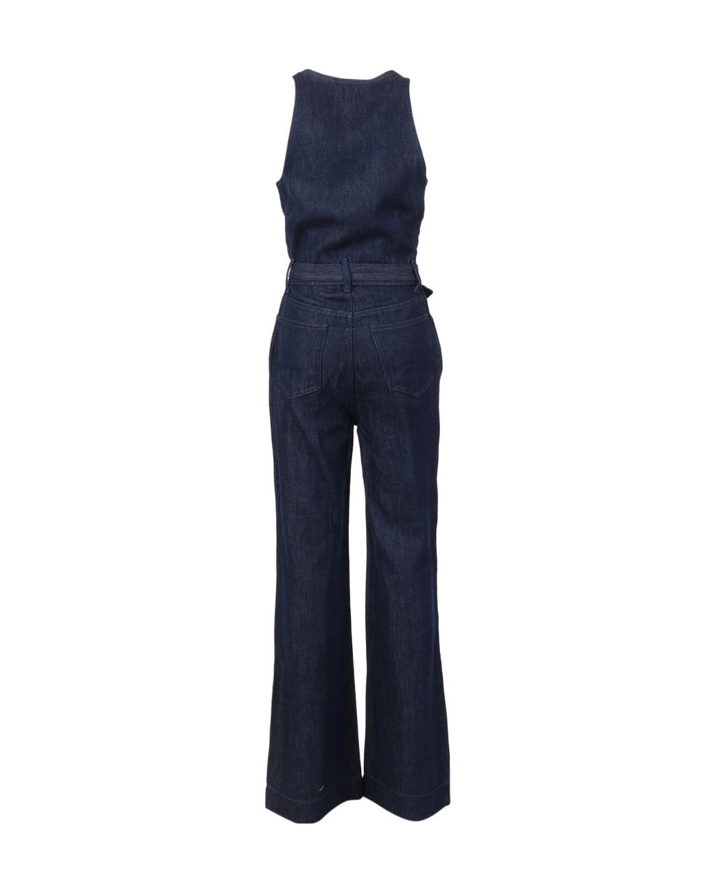 7 For All Mankind Blue Lustre Belted Jumpsuit