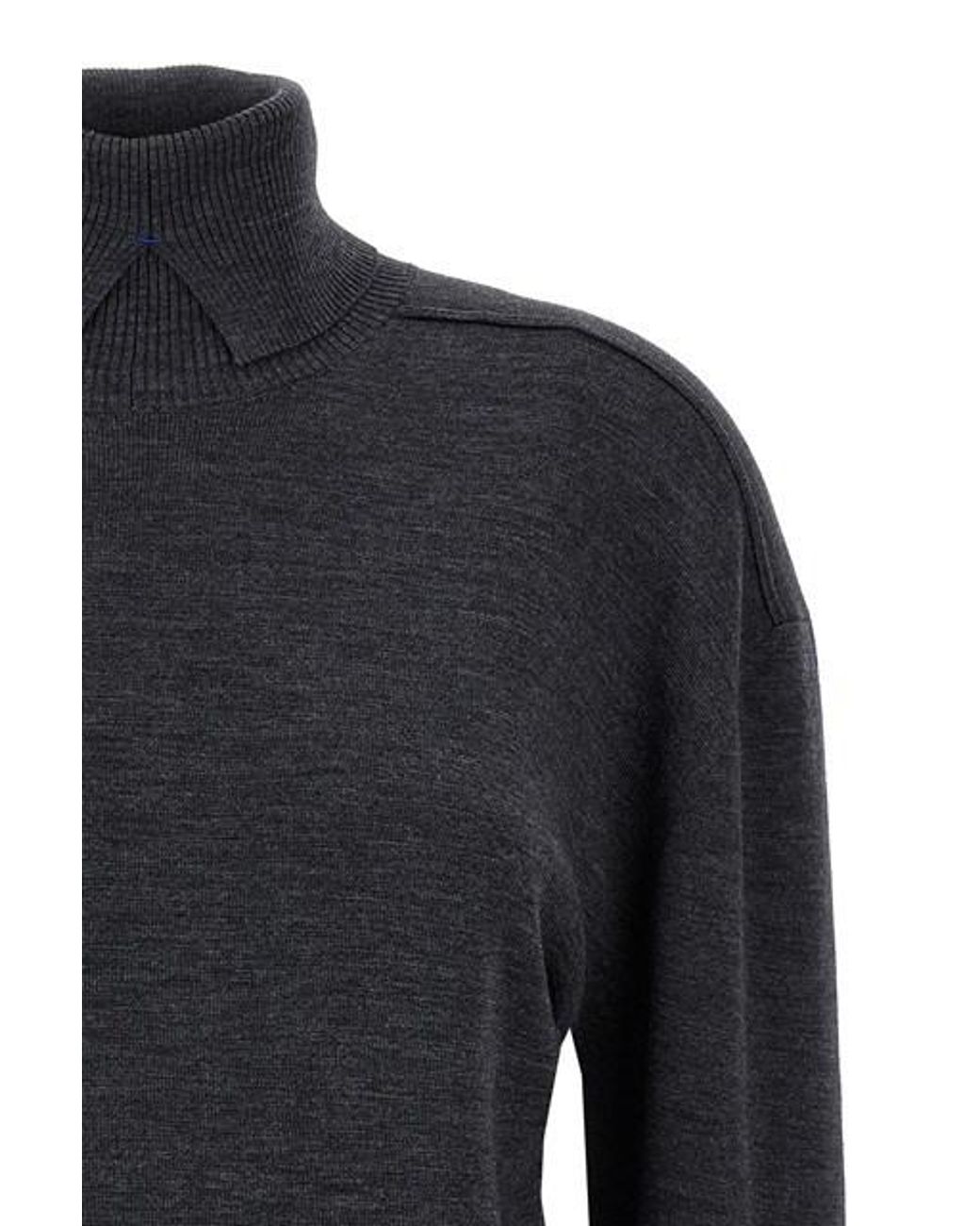 Burberry Black High-Neck Wool Knit Sweater