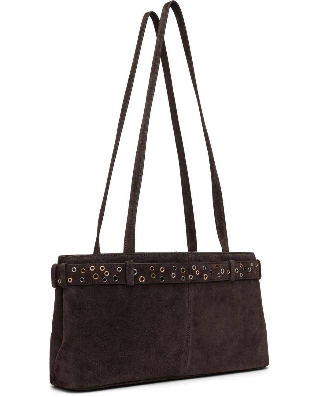 OSOI Black Eyelet-Embellished Buckled Shoulder Bag