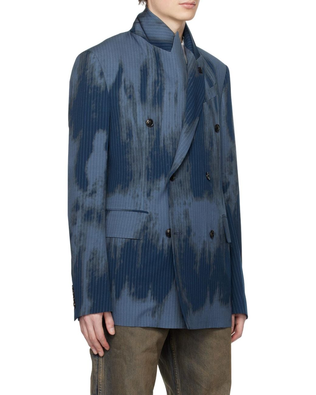 Amiri Blue Faded Doubled-Breasted Blazer for men