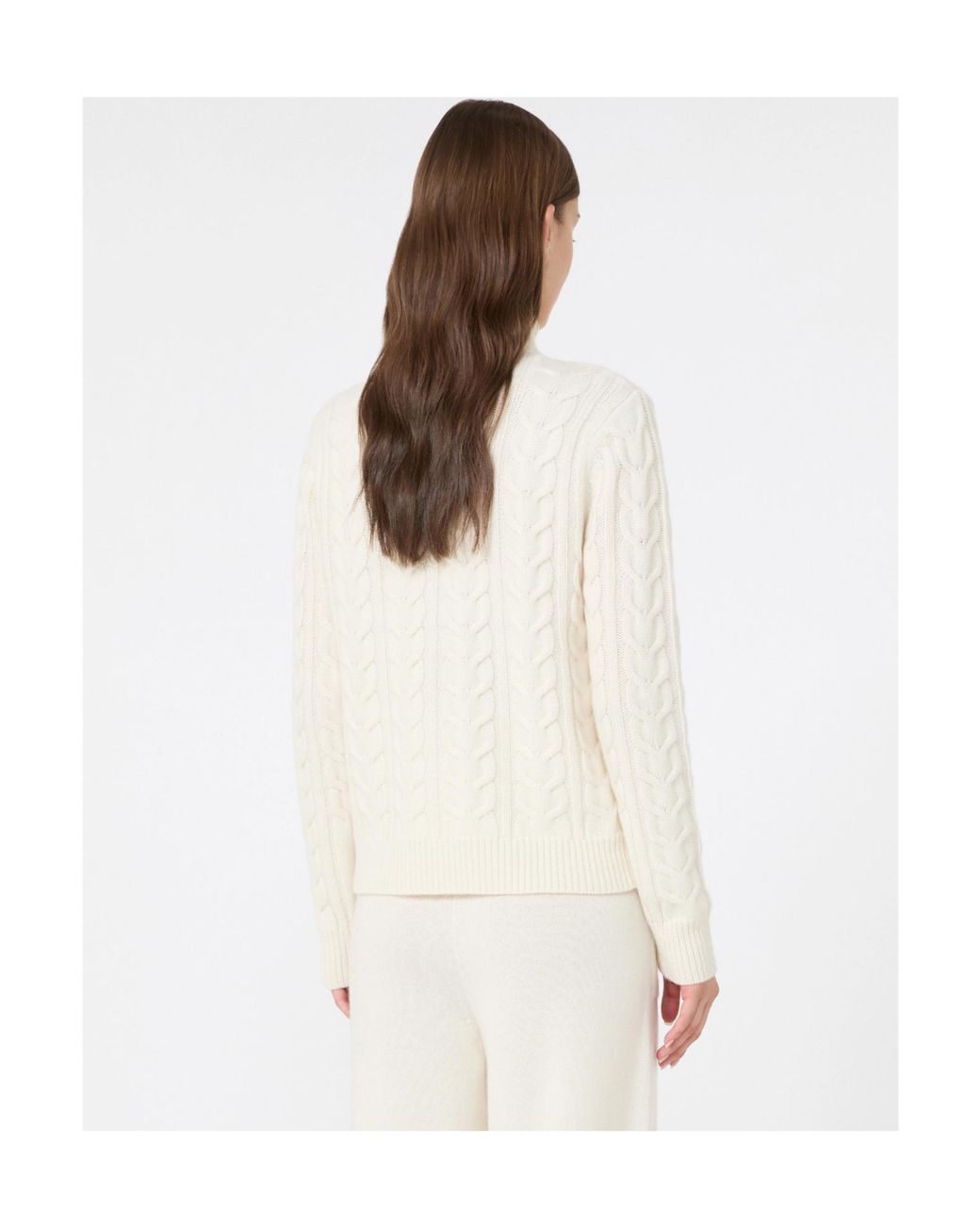Max Mara White Libero Zip Detailed High Neck Jumper
