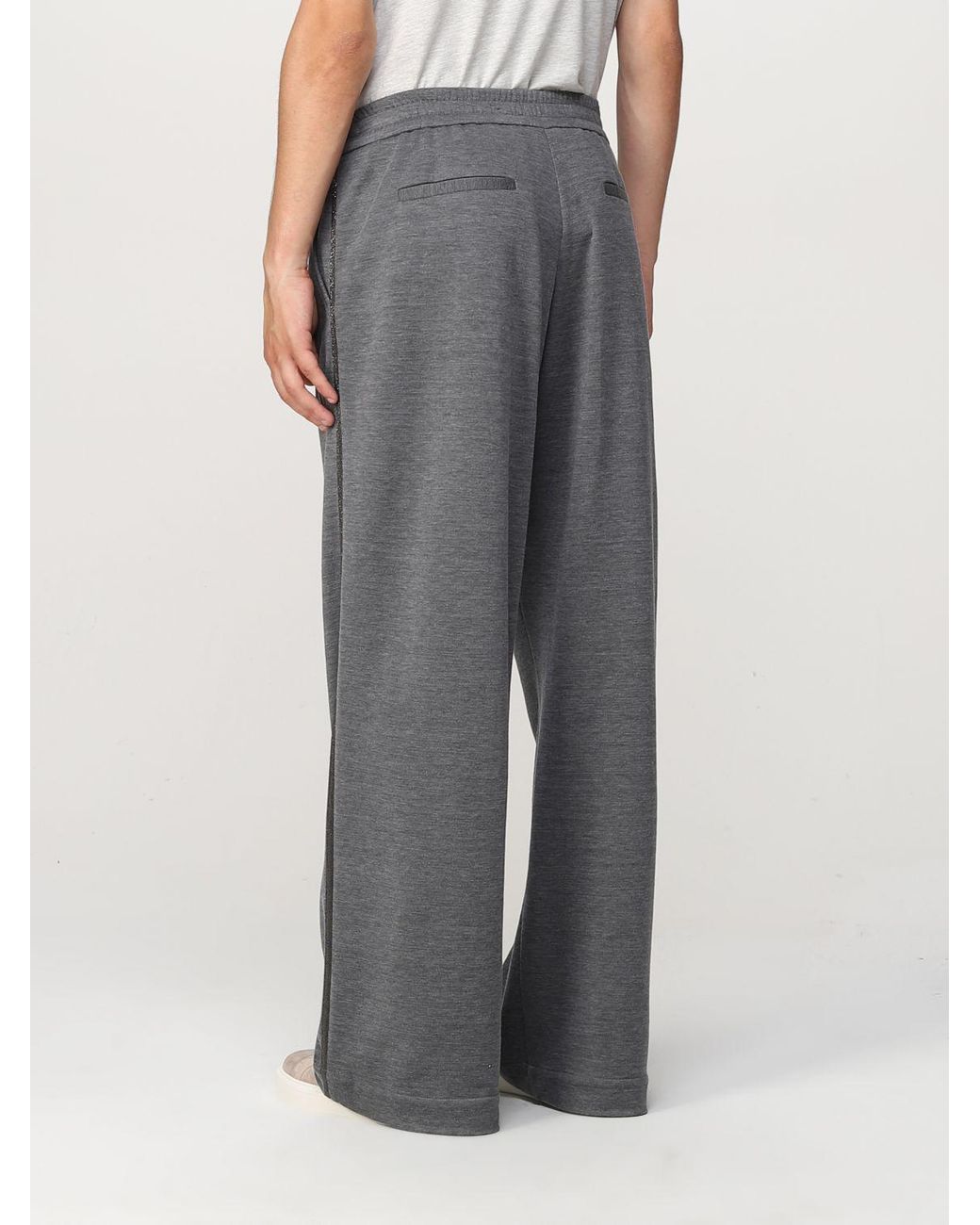 Brunello Cucinelli Blue Wide Leg Trousers With Drawstring