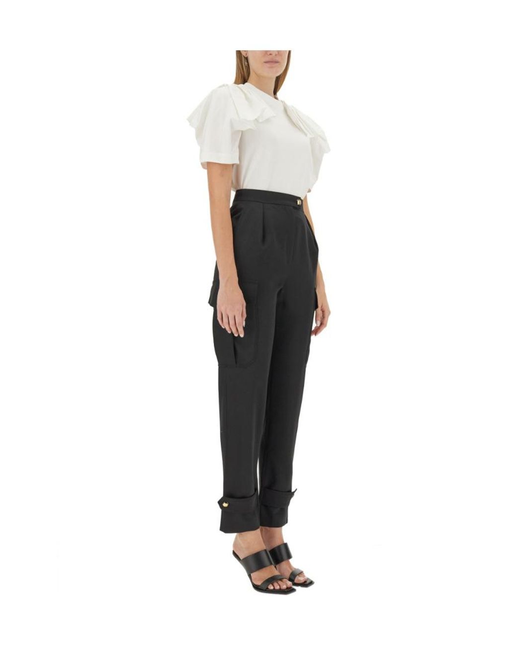 McQueen White Short Sleeved Ruffled-Detail T-Shirt